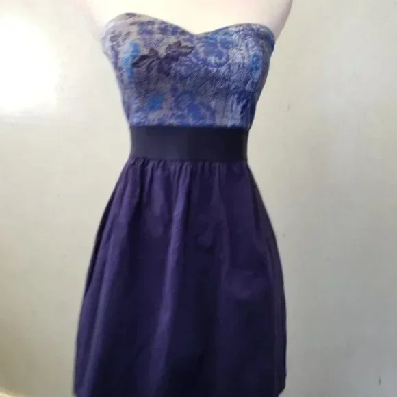 Ecote floral tube top dress with pockets women's size Small (Z5)